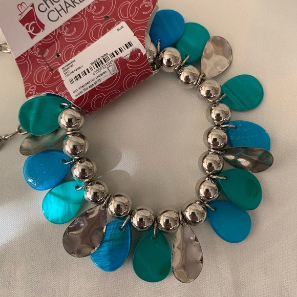 Charming Charlie Blue and Silver Statement Necklace - Picture 2 of 10